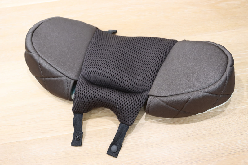 衝撃吸収性の高い50mmの「2層衝撃吸収クッション」を用いた「ヘッドサポート」で新生児でもしっかりと頭部を保護