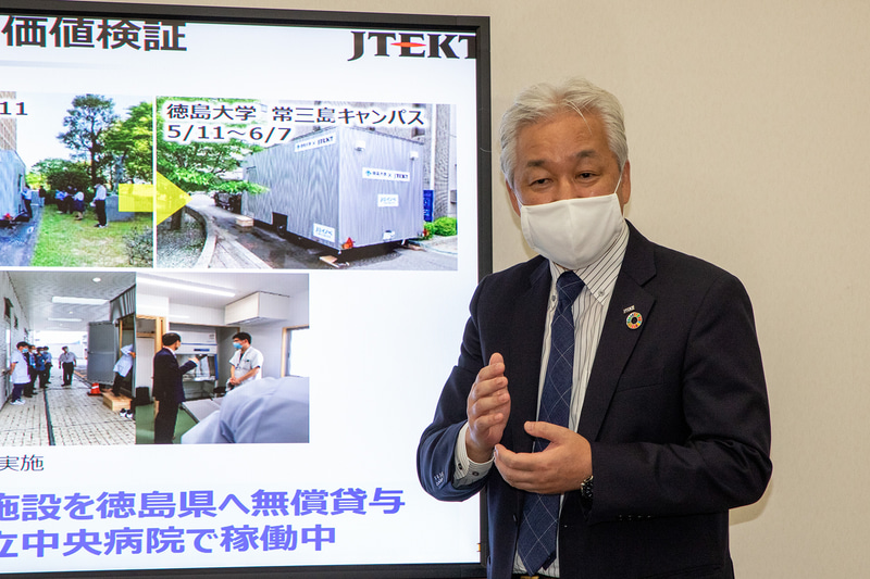 移動式PCR検査施設は社会貢献のためのものであって、直接商品になるわけでないとのこと。ただ、ジェイテクトが手がける自動車部品の分野でなんらか繋がるのではないかと考えているとのことだが具体的なことは未定だ