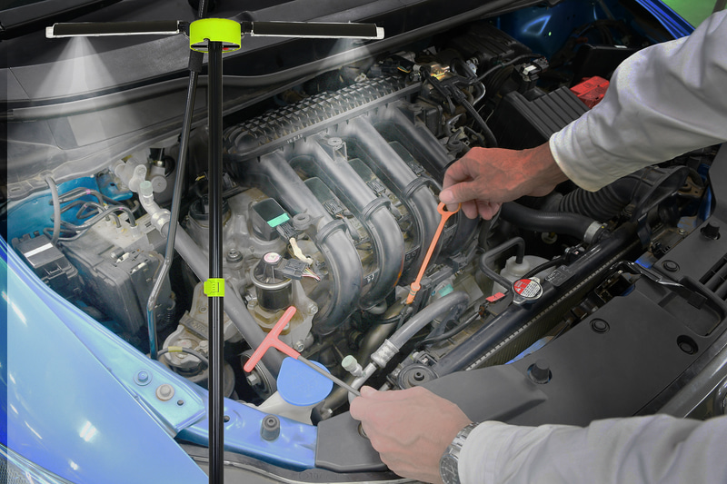 夜間やガレージでの作業でも