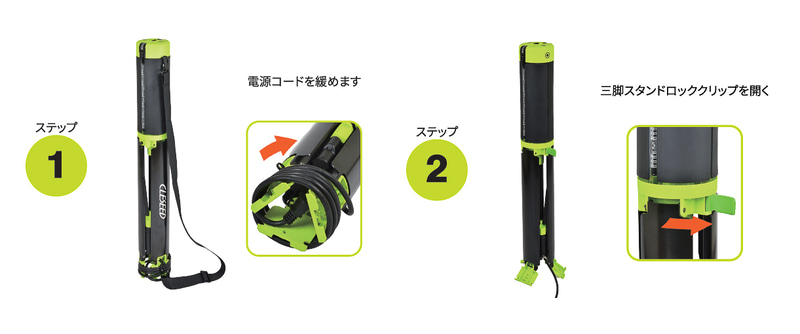 コードを緩め、ロッククリップを開く