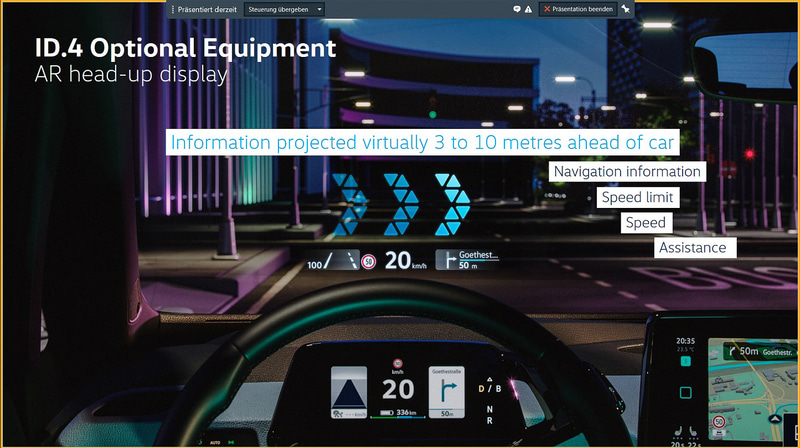 フロントウィンドウに投影される「AR head-up display」