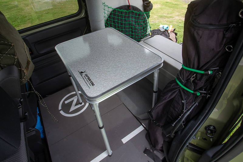 先日、さっそくこの装備で原稿を書く機会があったがイスを出すより準備が楽。ボックスには助手席に置いているジェルクッションを敷いたので長時間の作業でも問題なく座っていられた