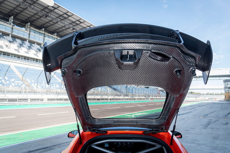 リアゲート自体もカーボンファイバー製となり、軽量化に大幅に寄与する