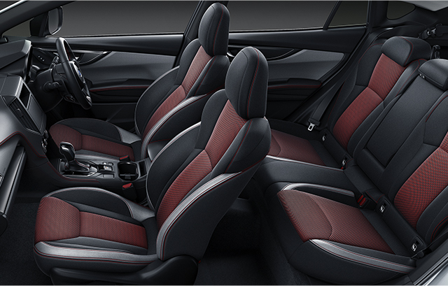 ファブリック/トリコットシート（ブラック＋レッド/ブラック＋ライトグレー、レッドステッチ）