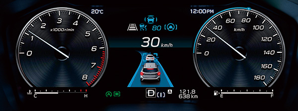 12.3インチのフル液晶メーターは、アイサイトX搭載グレードのみの装備