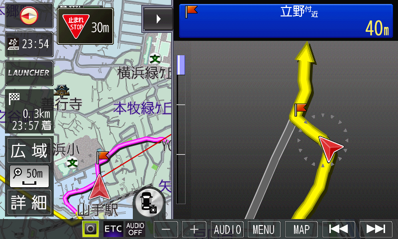 住宅地などの細街路でも拡大図を表示してくれる