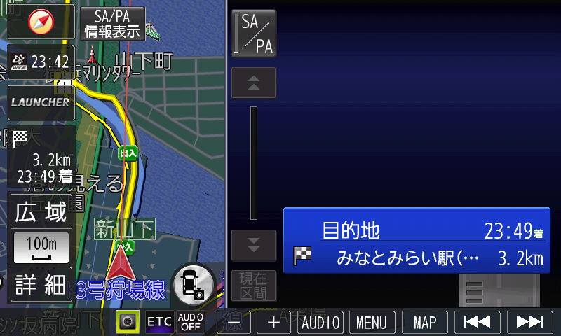 都市高速から一般道へ。どちらもまったく問題なく走行している道路を認識した