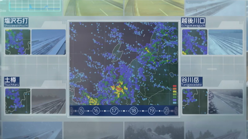 2020年は熟練の先輩が天気や過去の経験から除雪の判断や指示を行なっていたが、203X年には省人化も進み、テクノロジーを駆使して高速道路の安全を守る展開。さまざまなテクノロジーが想定されている