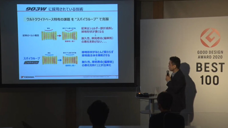 ウルトラワイドベース化に向けた課題に対して「SpiraLoop」を採用して解決を図った横浜ゴム独自の構造技術を紹介
