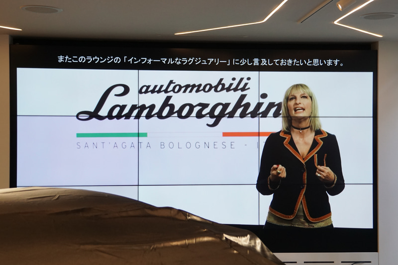 会場にビデオメッセージを届けたアウトモビリ・ランボルギーニ Chief Marketing＆Communication Officerのカティア・バッシ氏