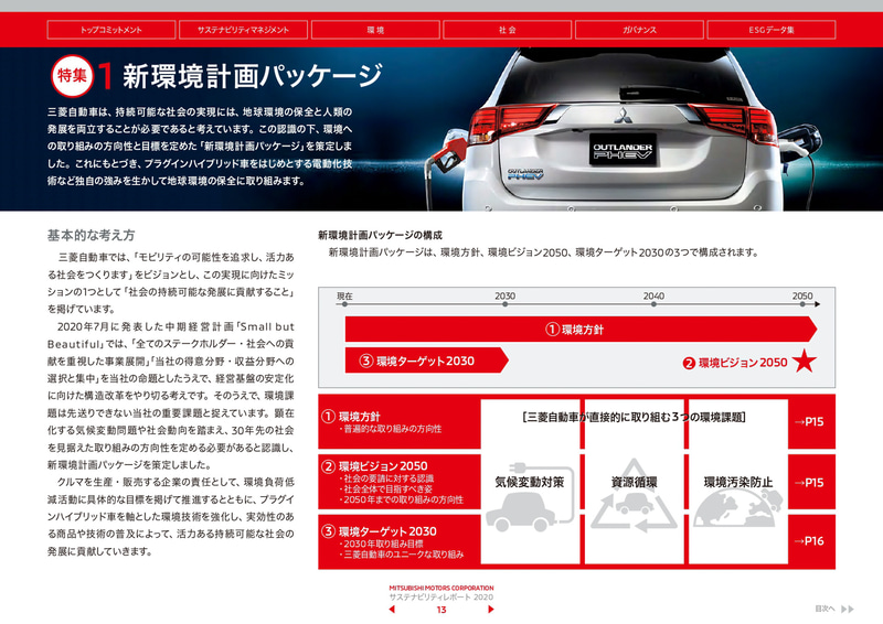 三菱自動車の新環境計画パッケージ