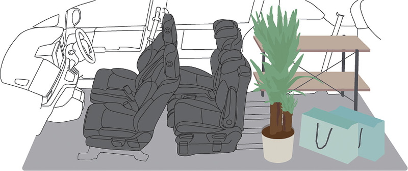 7人乗り/2列目プレミアムクレードルシート（2名乗車＋最大ラゲッジモード）