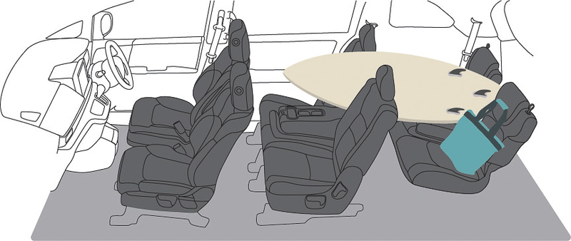 8人乗り/2列目6：4分割スライドシート（6名乗車モード）