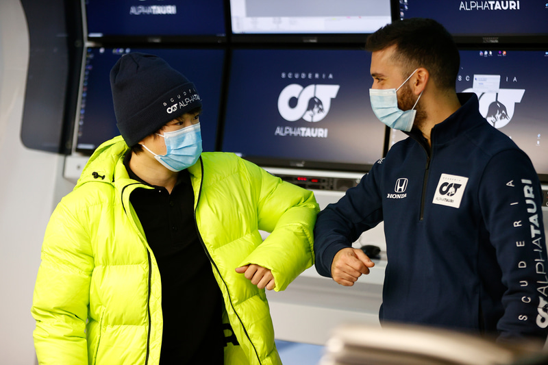 サーキット入りする角田裕毅選手　Photo：Honda