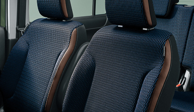 レザー調ファブリックシート表皮（ブラウン＆ダークブルー）