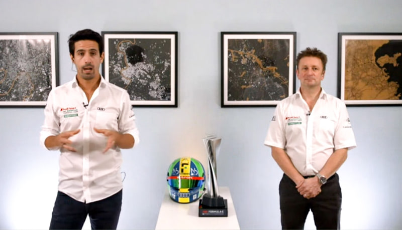 記者会見に登壇したルーカス・ディ・グラッシ選手（左）とアラン・マクニッシュ氏（右）