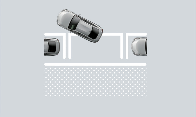 区画線のある駐車場・隣接車両のある駐車場における縦列駐車のイメージ