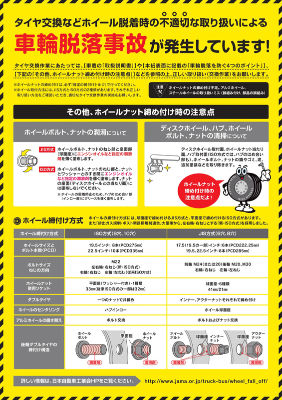 大型車の車輪脱落事故防止のための啓発用チラシ