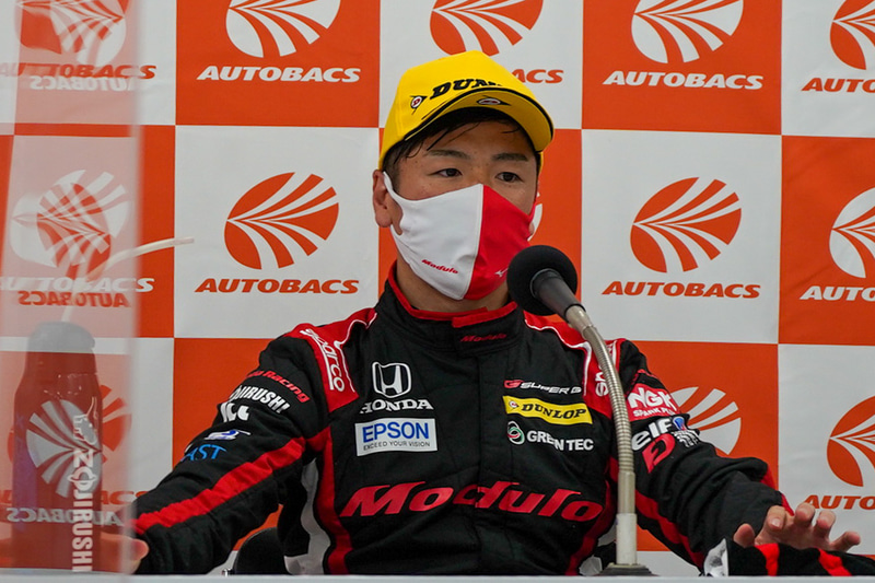 SUPER GT 第3戦で64号車 Modulo NSX-GTがポールポジションを獲った時の会見での大津弘樹選手