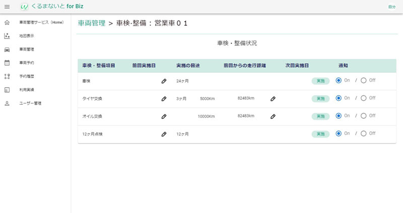 くるまないと for Biz 管理画面
