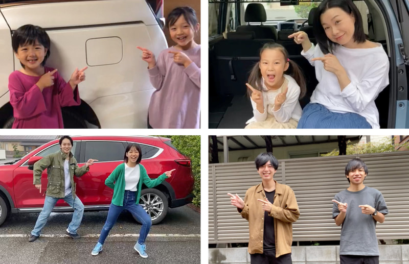 “元気を注ぐポーズ”は、クルマにエネルギーを注ぐ給油をヒントにつくられた、ドライバーを元気にするポーズ。元気を注ぎたい人を想像しながらポーズをとる“指さし”の手と笑顔がポイント