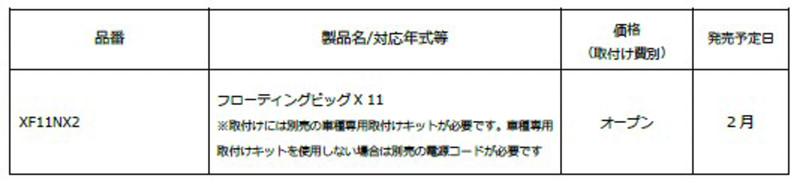 フローティングビッグX 11「XF11NX2」（11型画面）