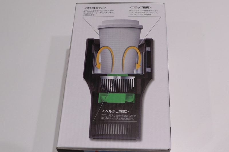 カップホルダーの淵にフラップを設け、中で空気を循環させることで効率よく温度をコントロールできるという