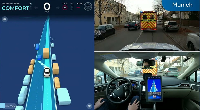 ドイツ ミュンヘンでテスト走行を行なうモービルアイのSuper Vision搭載自動運転車