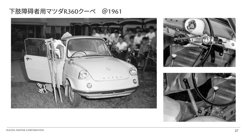 60年前の1961年に「R360クーペ」の手動運転装置を発表