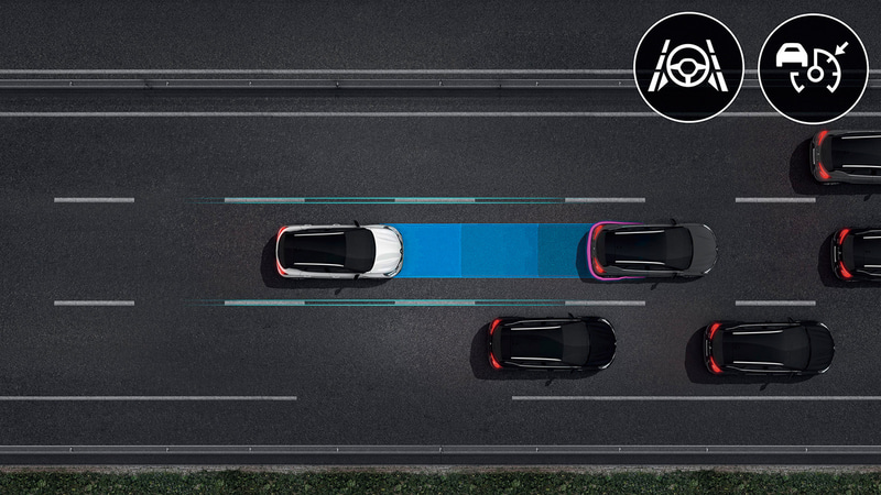 ハイウェイ＆トラフィックジャムアシスト：高速道路や自動車専用道路などを走行する際に、アダプティブクルーズコントロール（ストップ＆ゴー機能付）とレーンセンタリングアシストを組み合わせて運転をサポート