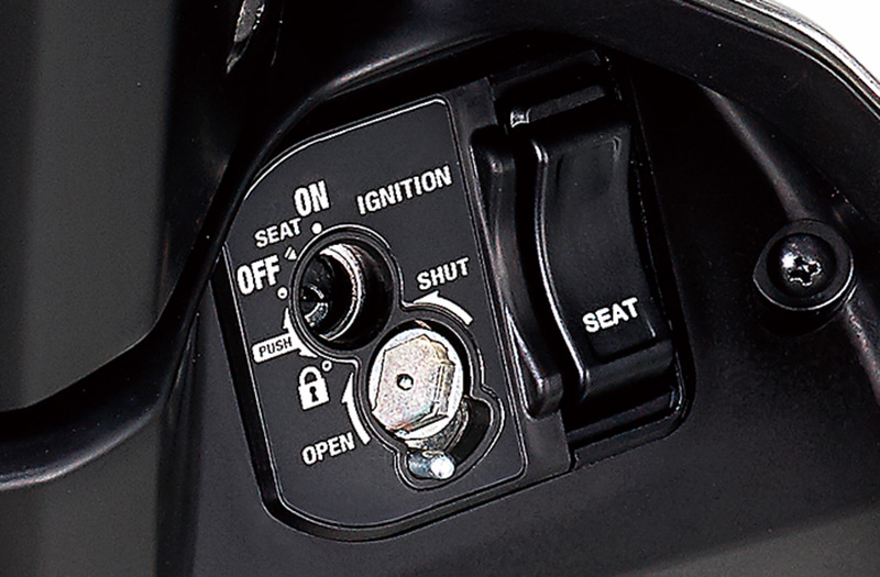 鍵穴にはイタズラや盗難を抑制するキーシャッター付き