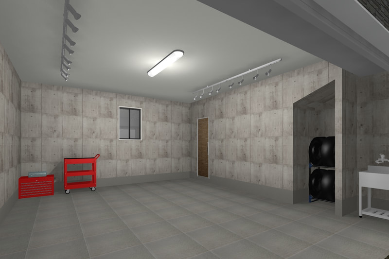 ガレージ（左）と居室（右）のイメージ