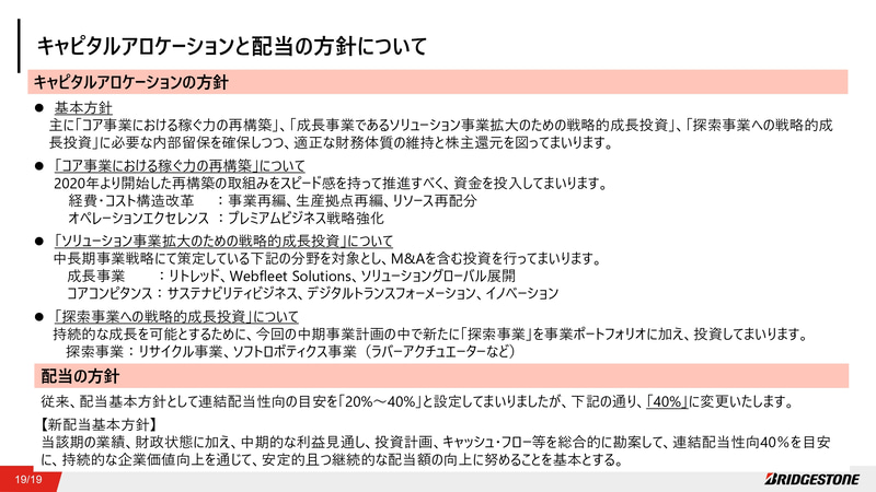キャピタルロアケーションと配当の方針について