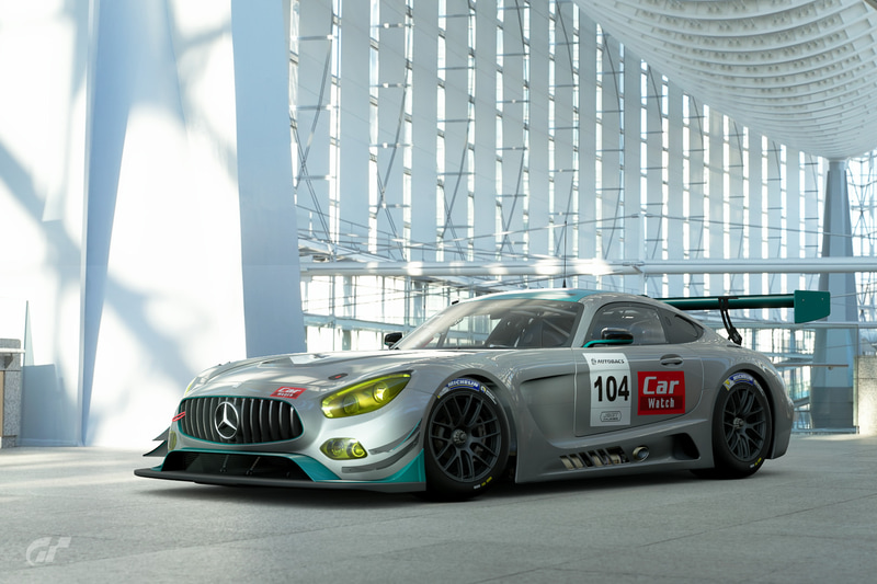 大会用に用意した「Car Watch号」(と心の中で呼んでいた)リバリー。メルセデス・ベンツなら車体色はシルバーでしょ! ネギ色の差し色入れちゃうでしょ! というオタク仕様