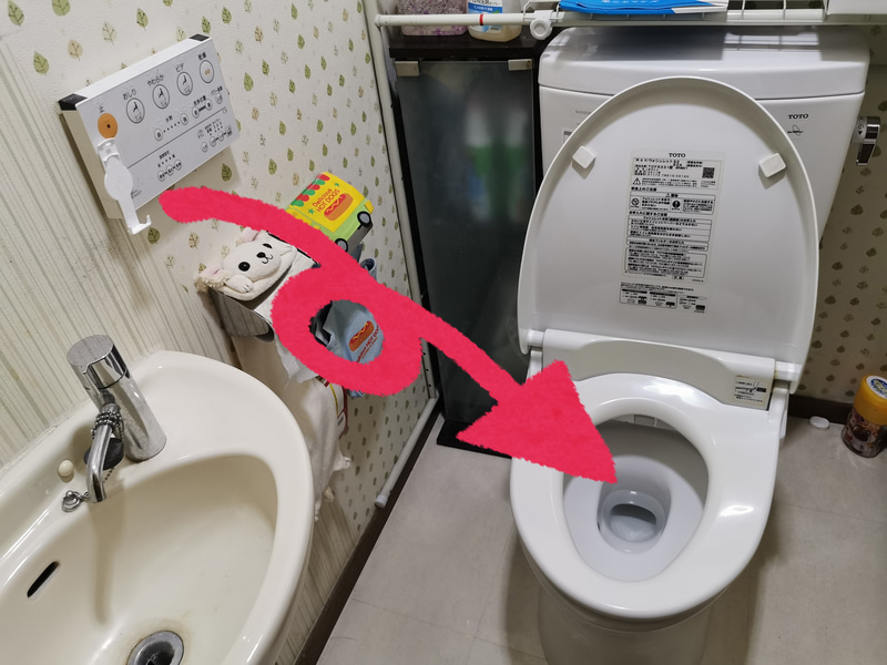 このような感じで便器へホールインワン