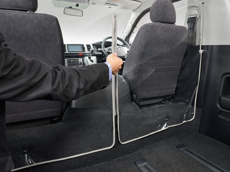 飛沫感染対策セパレータ（ファスナー開閉時）