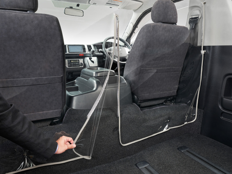 飛沫感染対策セパレータ（ファスナー全開時）