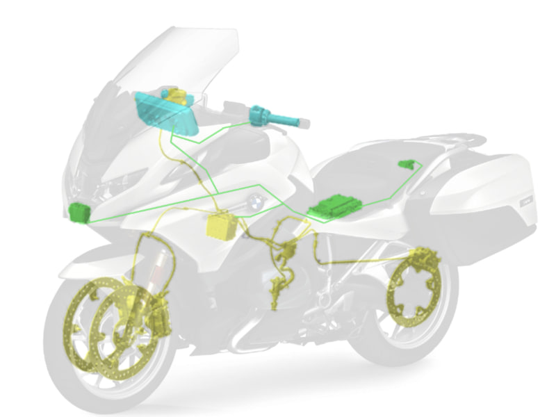 ブレーキレバーとブレーキペダルの状態をモニタリングして、常に最適なバランスのブレーキをかけてくれる