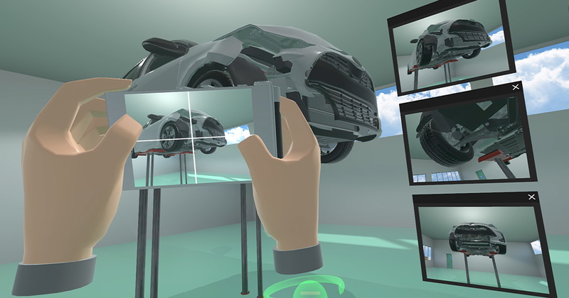 メジャーを用いての測量や損傷箇所を撮影している様子