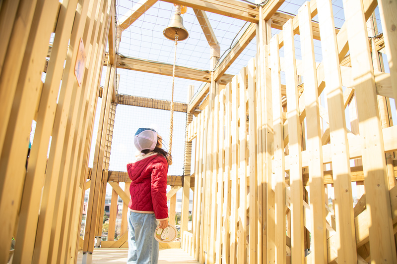 クイズをクリアして5階へたどり着くとゴールの鐘が