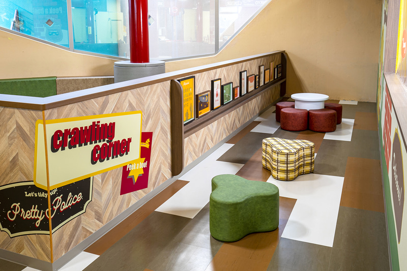 鈴鹿サーキットには乳児用の食事スペース（左）やハイハイコーナー（中）、兄弟スペース（右）などさまざまなスペースが用意されるので、乳幼児や子供連れでも安心