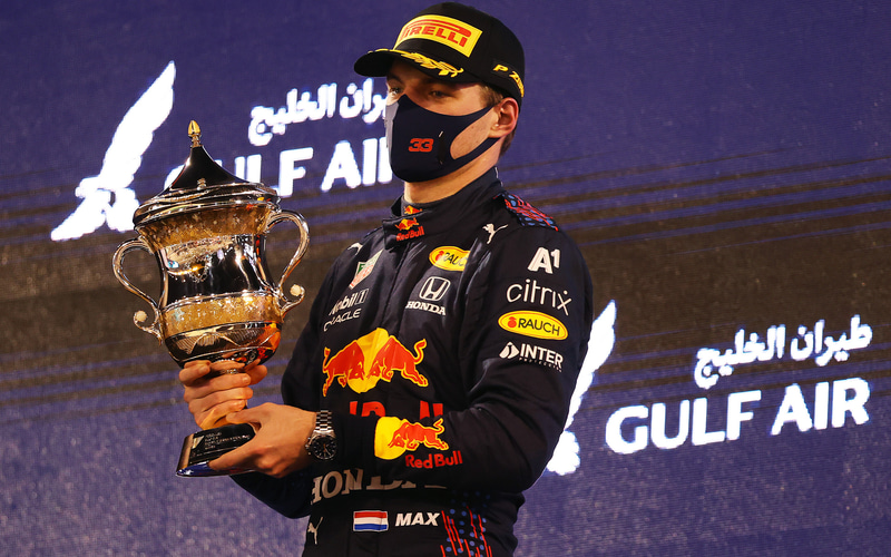 表彰台に立つマックス・フェルスタッペン選手（C）Getty Images / Red Bull Content Pool
