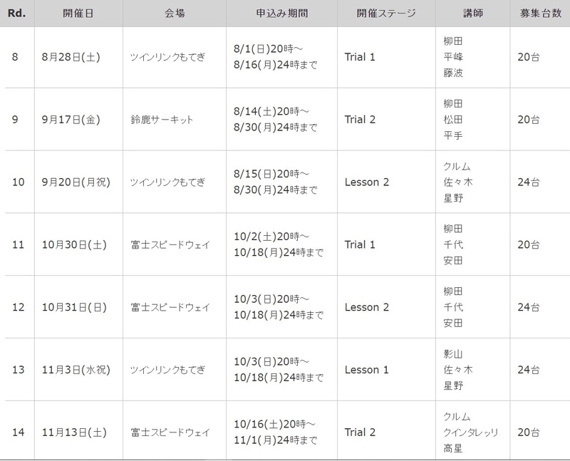 開催スケジュール（後半）