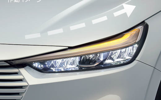 e：HEV Zとe：HEV PLaYはフロントのLEDターンシグナルランプがシーケンシャルとなる