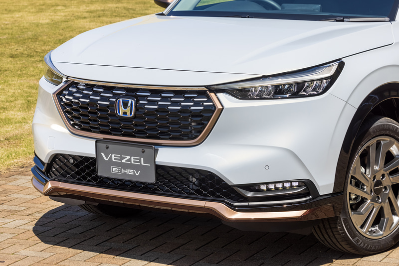 フロントグリルとロアスカートにカッパーブラウンのアクセント