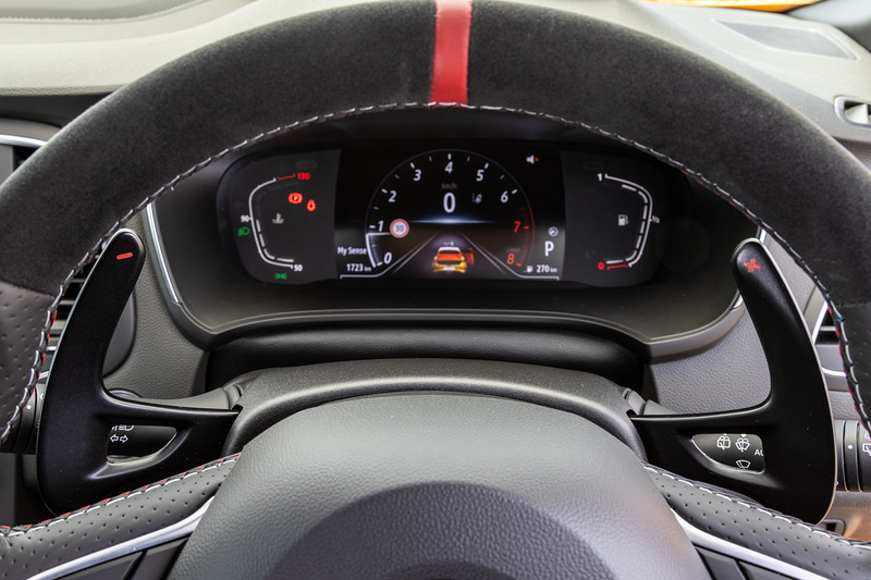 ステアリングは新たにナパレザー/アルカンタラに変更され、パドルシフトも備える