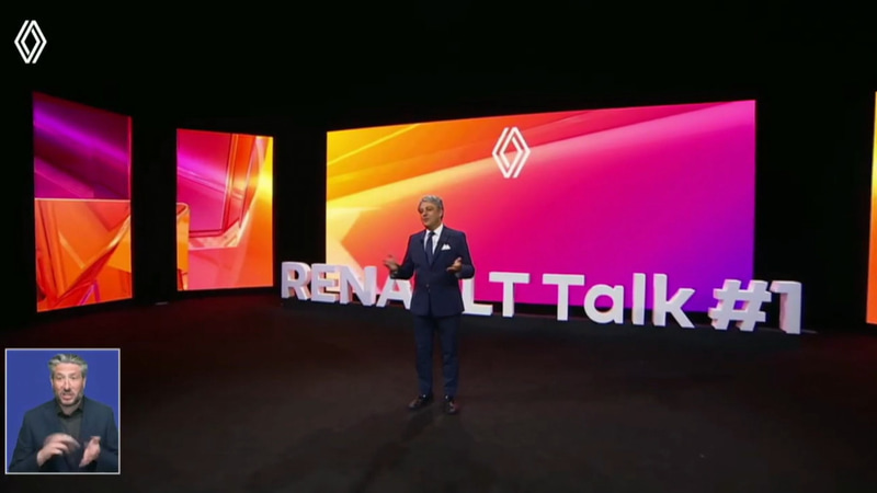 Renault Talk #1で講演するグループ・ルノー CEO ルカ・デメオ氏（イベントのオンライン配信を筆者キャプチャー、以下同）