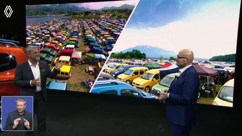 新型カングーの紹介では、日本で行なわれたユーザーイベント「ルノー カングー ジャンボリー」の様子が紹介された