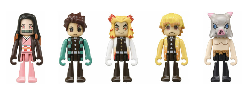 付属する5体のプラキッズ。左から「竈門 禰豆子」「竈門 炭治郎」「煉獄 杏寿郎」「我妻 善逸」「嘴平 伊之助」