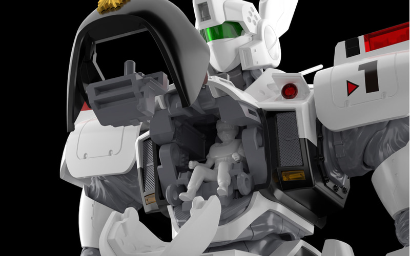 コックピットは開閉可能、同スケールの泉野明の搭乗姿勢フィギュアが付属